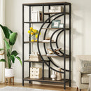 Tribesigns 71 inches Geometric Bookcase, 8-Tiers Bookshelves, Rustic Bookcase with Metal Frame, Freestanding Open Shelving