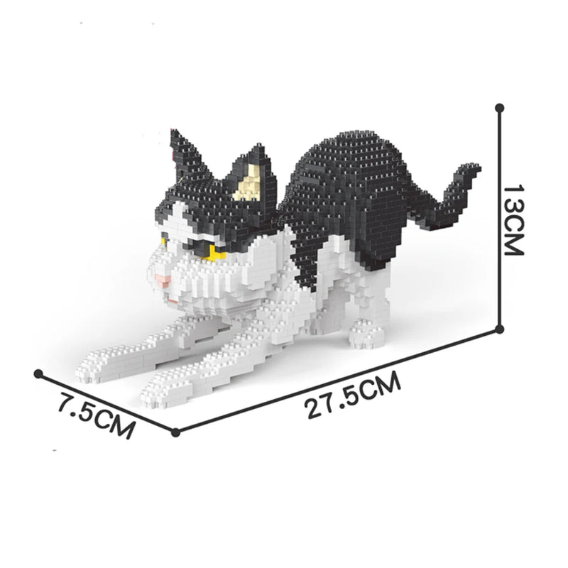 KNEW BUILT Adorable Cat Mini Model Building Blocks Expressive Faces Orange and Black Options for Kid Toys Pet Fans Style Bricks