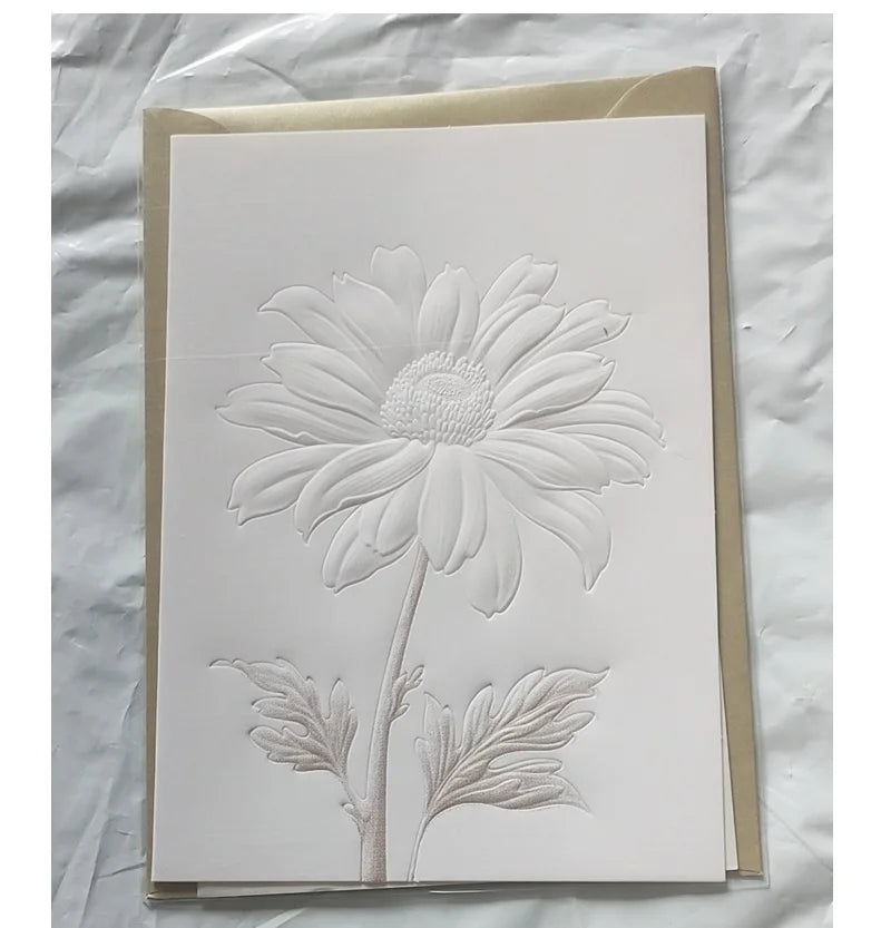 6pcs/set White Color Flower Greeting Card with Envelopes Pop Up Best Wishes Blank Thank You Gift Cards Invitations