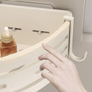 White Bathroom Shelves with Towel Bar and Hooks Shampoo Mackeup Storage Organizer Self Adhesive Wall Mounted Shower Corner Rack
