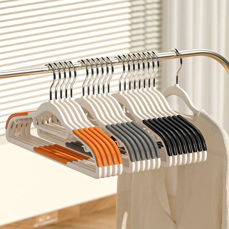 10Pcs Black/Orange/Grey Multifunctional Wet and Dry Household Hanger Suitable for Hanging Clothes Bedroom Wardrobe Anti-Slip