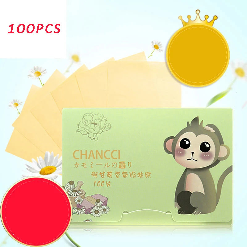 100pcs Portable Oil Blotting Rice Sheets Facial Oil-Absorbing Paper Pack Oil Control Face Skin Care Products For Men Women