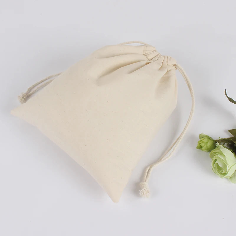 Grand Quality Cotton Small Drawstring Pouch Home Large Capacity Storage Bags Big Size Food Bread Portable Sacks