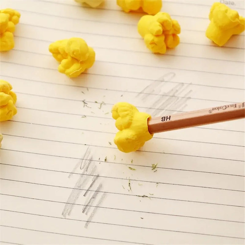 12pcs/box Cute Popcorn Shape Erasers Cute Stationery Pencil Rubbers Eraser Wipe Clean Without Leaving Marks Korean Stationery