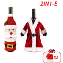 Christmas Wine Bottle Cover Set Santa Claus Snowman Knitted Wool Red Wine Bottle Bags For New Year Xmas Party Dinner Table Decor