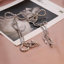 Black White Rhinestone Bow Knot Long Chain Dangle Earrings for Women Fashion Jewelry Bohemian Collection Earrings Accessories