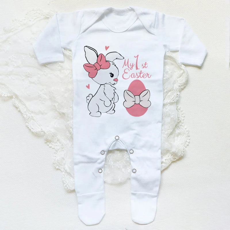 My 1st Easter Baby Bodysuit Babygrow Sleepsuit Rabbit Print Baby Coming Home Hospital Outfit Clothes Infant Easter Party Romper