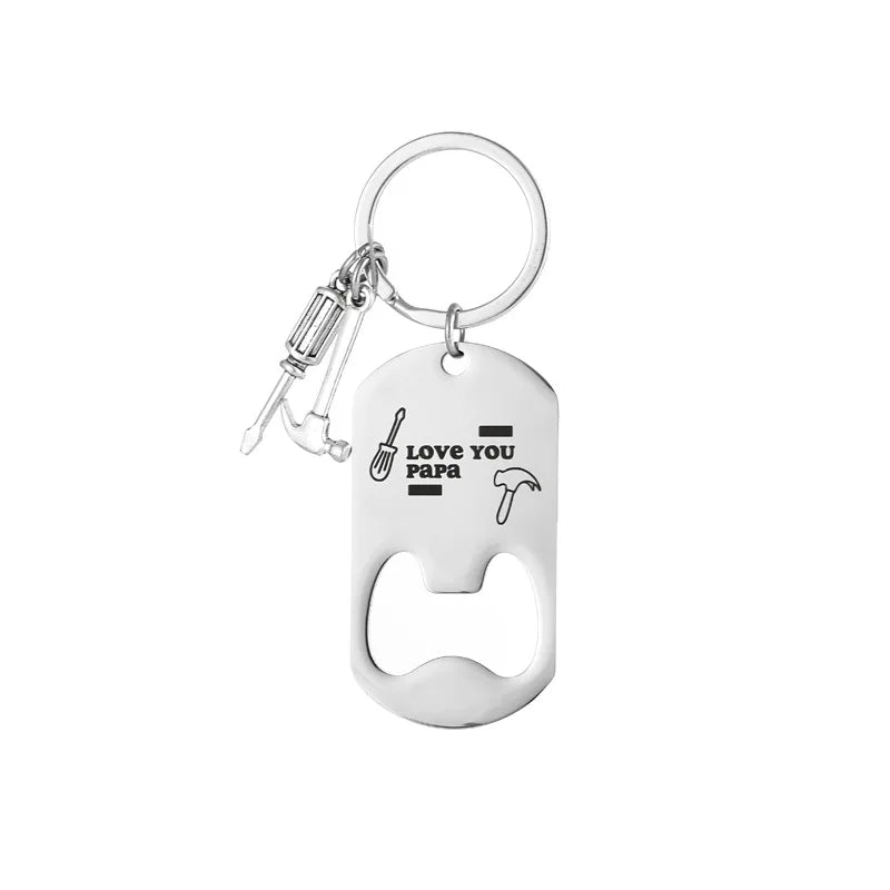 Beer Bottle Opener Stainless Steel Keychain Pendant Father's Day Gift