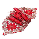Popular satin Embroidery Christmas Poinsettia flower bed Table Runner flag cover coffee tablecloth party New year home decor