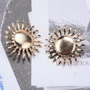 2024 New ZA Fashion Golden Big Sun Shape Metal Earrings Women Indian Vintage Retro Punk Statement Earrings Jewelry