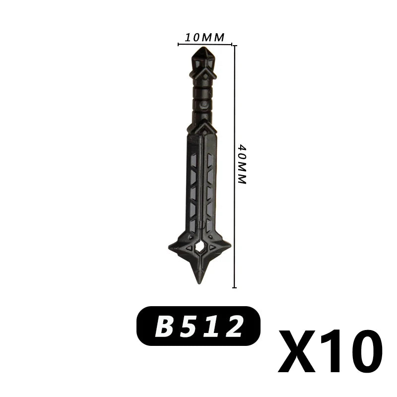 Medieval MOC Weapon Figure Accessories Building Blocks Soldiers Sword Shield Bow Arrow Trident Hammer Axe Spear Brick Kid Toy