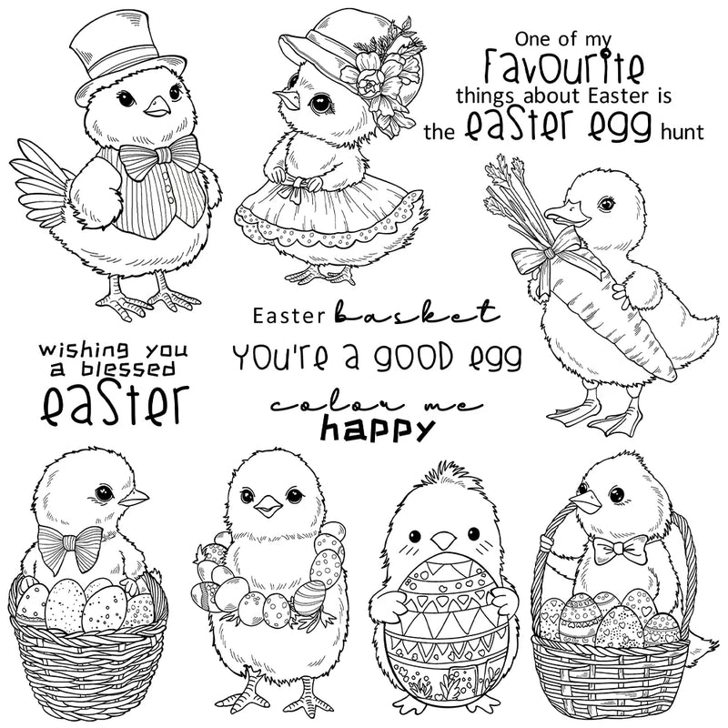 Mangocraft Happy Easter Eggs And Chicken Cutting Dies Clear Stamp DIY Scrapbooking Metal Dies Silicone Stamp For Cards Albums