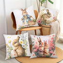 Easter Floral Bunny Print Pillowcase Nordic Home Decor Pillowcase Holiday Bedroom Living Room Decoration Polyester Cushion Cover