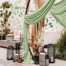 2pcs Sage Green Wedding Arch Chiffon Sheer Drapes ,Wedding Arch Drapes Sheer Backdrop Curtain for Wedding Ceremony Party Decor