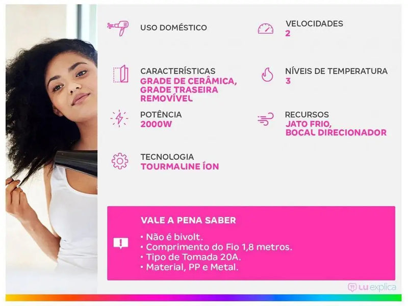 Mondial Tourmaline Ion Black Hair Dryer-220V