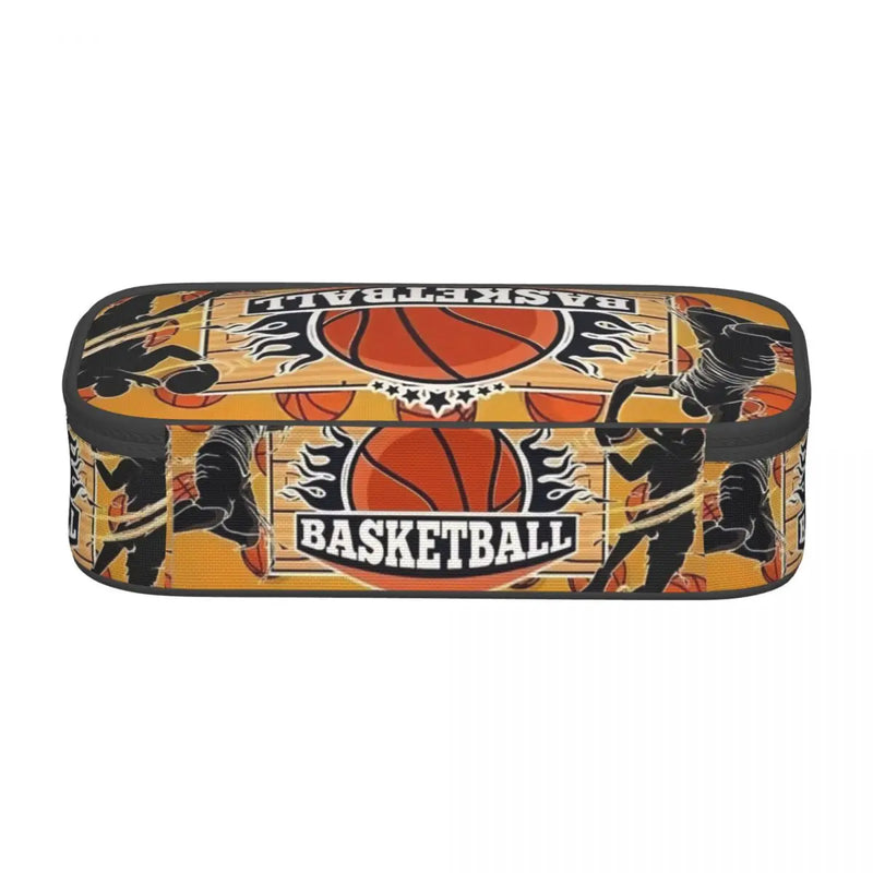 Custom Kawaii Basketball Pencil Cases for Girls Boys Dots Round Physical culture Large Storage Pen Box Bag School Supplies