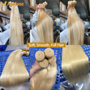 Annione 613 Human Hair Bundles 12A Straight Human Hair Bundles Raw Human Hair 100% Blonde 3/4 Bundles Hair Extensions For Women