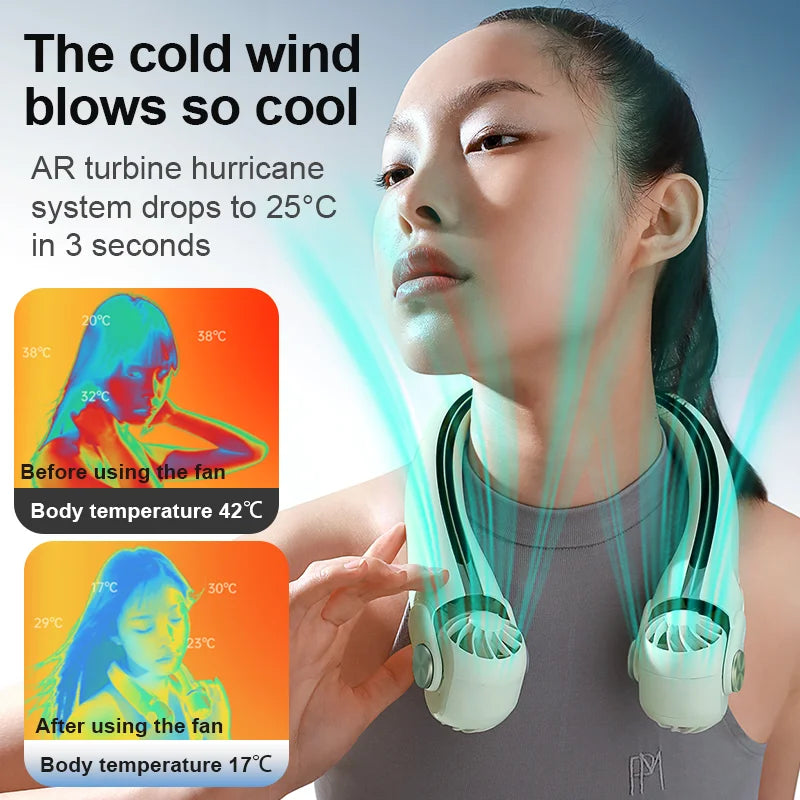 Xiaomi Portable Neck Mounted Fan USB Charging Adjustable Bladeless Turbine Neckband Fan Without Blades Suitable For Outdoor Use