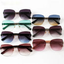 Fashion Rimless Sunglasses Women Luxury Vintage Irregular Trimming Sun Glasses Lady Shades Gradient Eyewear Green UV400