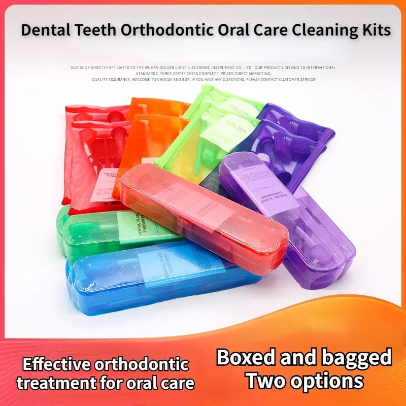 Dental Teeth Orthodontic Protective Floss Thread Wax Foldable Toothbrush Interdental Brush Oral Care Cleaning Kits Whitening New