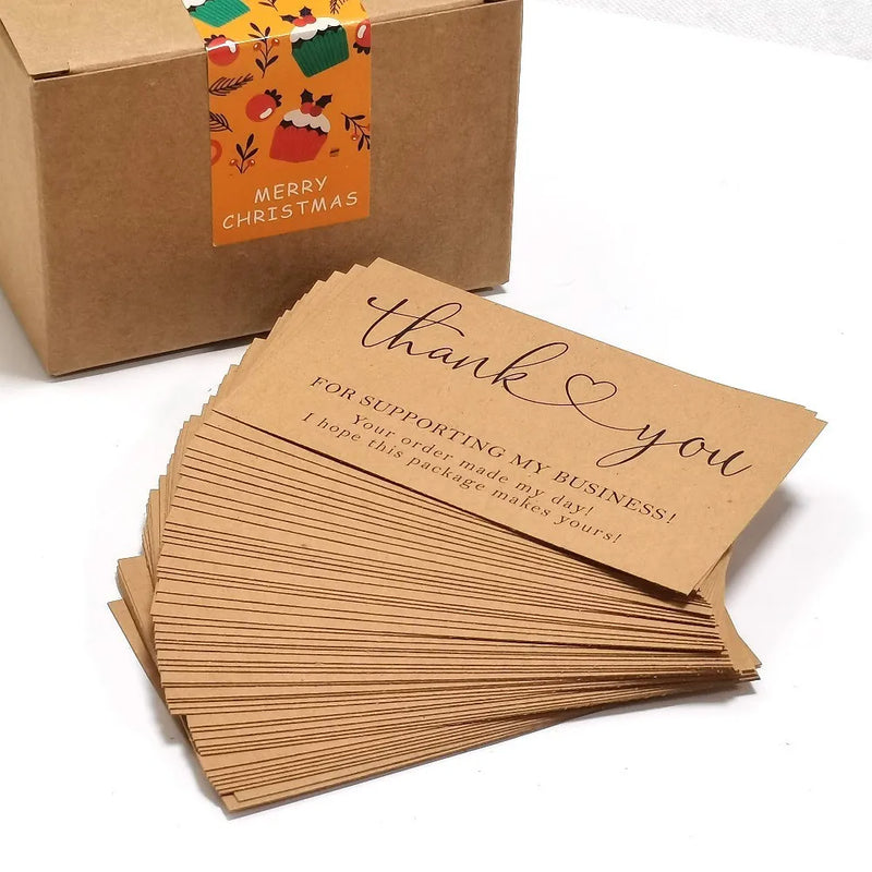 50Pcs Kraft Thank You Cards Small Business Supplies for Boutique Shops Thank You For Shopping Cards
