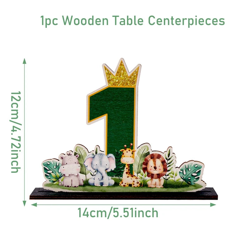 Animal Wildone Wooden Ornament Jungle Safri One Year 1st Birthday Party Decor Kids The Little Mermaid Party Decor Baby Shower