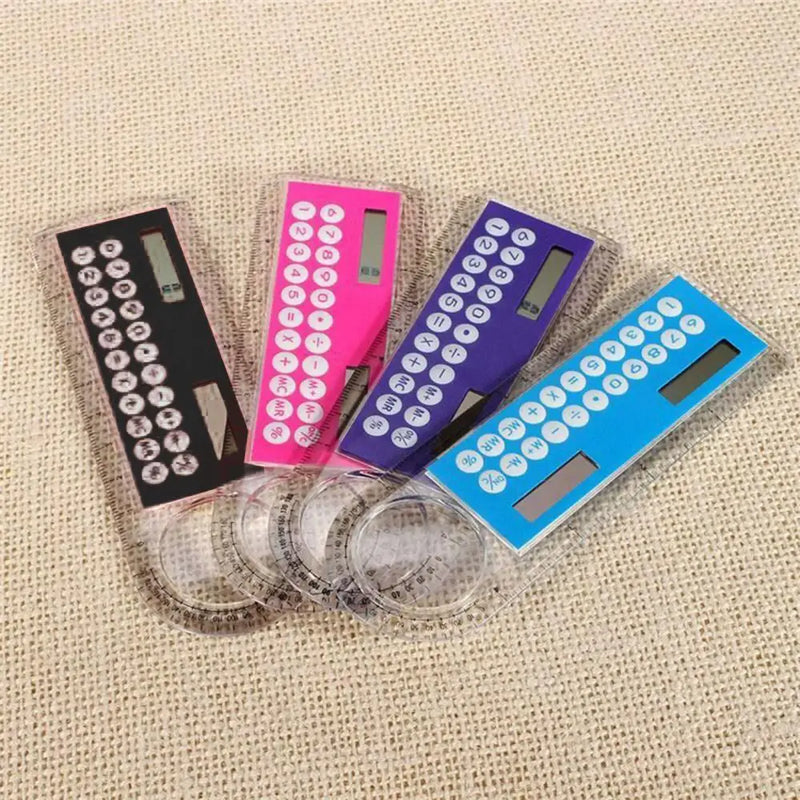 Calculator Mini School Supplies Solar Transparent Ruler with Magnifier Student School Supplies