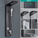 Bathroom LED Light Rain Waterfall Shower Panel Faucet Body Massage Jets Shower Faucet Stainless Steel Tub Spout Shower Column