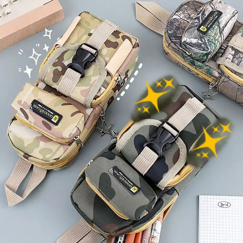 Mini Schoolbag Camouflage Pencil Case School Stationery Storage Bag Tactical Backpack Pen Case Boy Pencil Bag Student Pen Bag