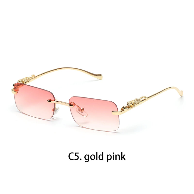 Ruiao rimless sunglasses UV400 fashion square metal glasses for men women designer man's brand sun glasses shades for outdoor