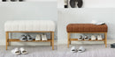 Teddy fabric Upholstered Storage Shoe Bench, Modern Bedroom Bench with Metal Legs for Living Room, Entryway, Dining Room,