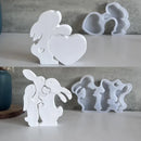 Rabbit Family Silicone Mold Bnuuy Family Concrete Plaster Casting Mould Easter Series Heart Rabbits Plaster Ornaments Molds