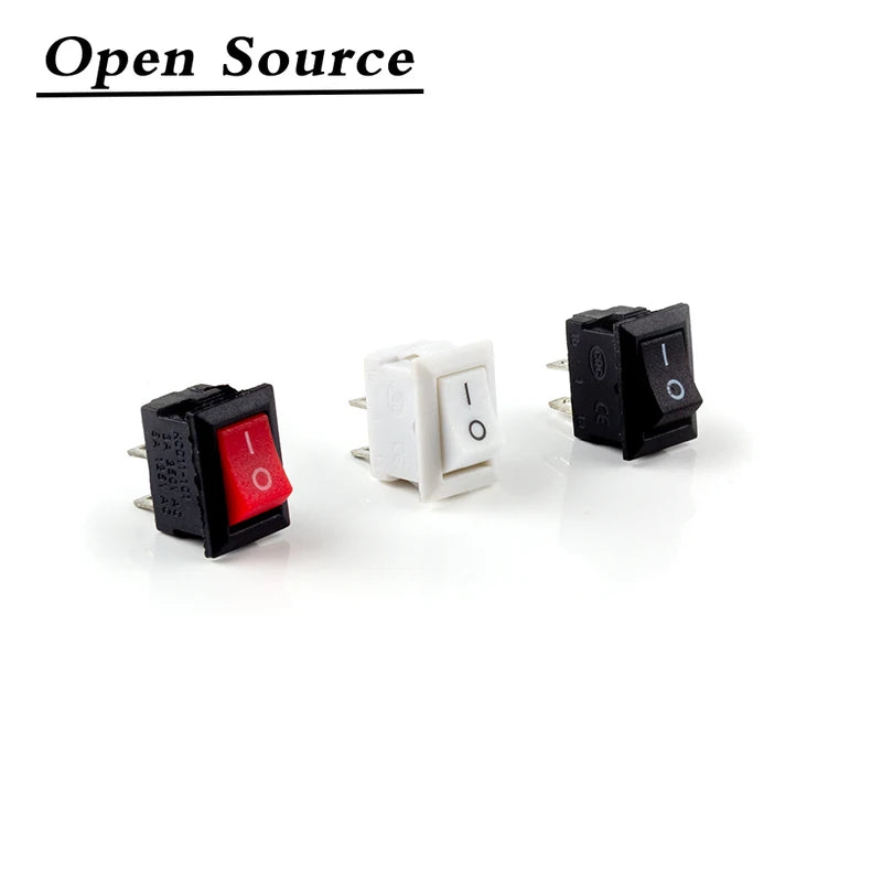 5/10Pcs Push Button Switch 10x15mm SPST 2Pin 3A 250V KCD11 Snap-in on/Off  Rocker Switch 10MM*15MM Black Red and White