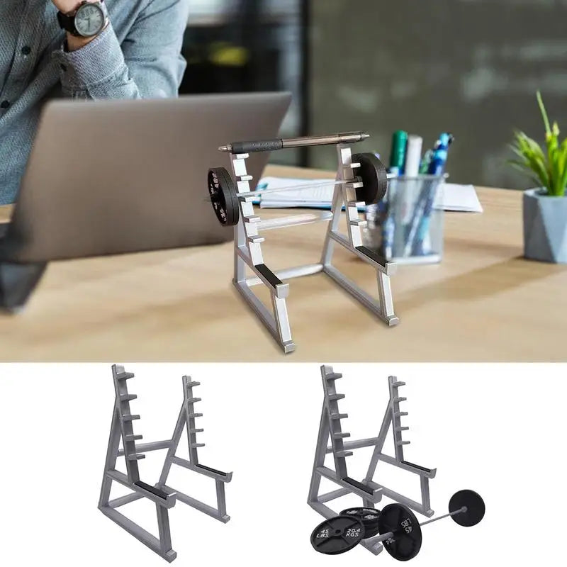 Barbell Rack Pencil Holder For Desk Display rack Organizer Portable Gym Theme Pen Storage Squat Rack Ornaments With Barbells