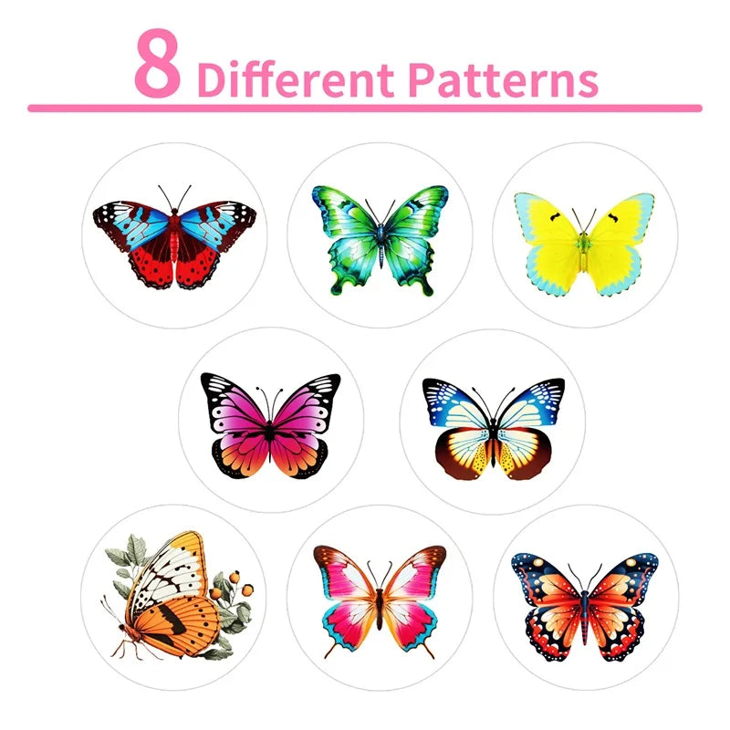 500PCS Cute Butterfly Sticky Paper Sticker Labels Thank You Sticker Sealing Stationery Supplies DIY Decoration Scrapbooking