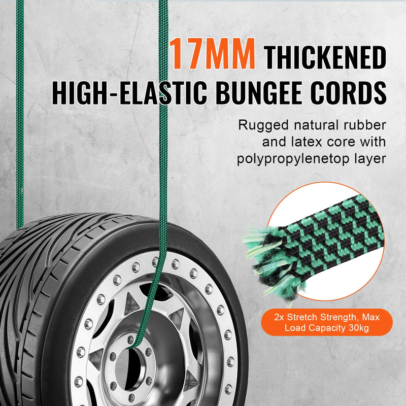 SucceBuy 32pcs Bungee Cords 2M Elastic Luggage Bungee Straps with A3 Steel J-Hooks Anti-slip Flat Elasticity Rope for Cargo