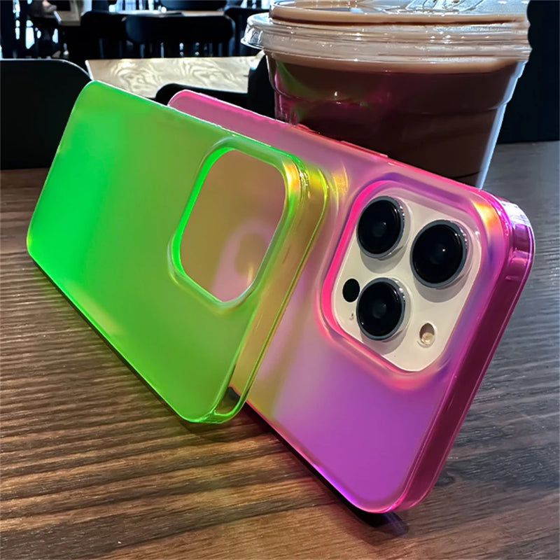 Luxury Colorful Laser Matte Clear Silicone Soft Case For iPhone 15 14 Pro Max 13 12 Transparent Shockproof Protective Back Cover