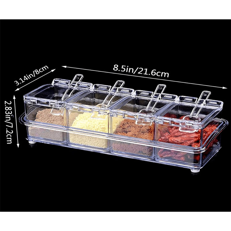 1pc Seasoning Box Transparent Condiment Jar Dust-Proof Spice Pot Sealed Spice Container Kitchen Organization Gadget With Lid