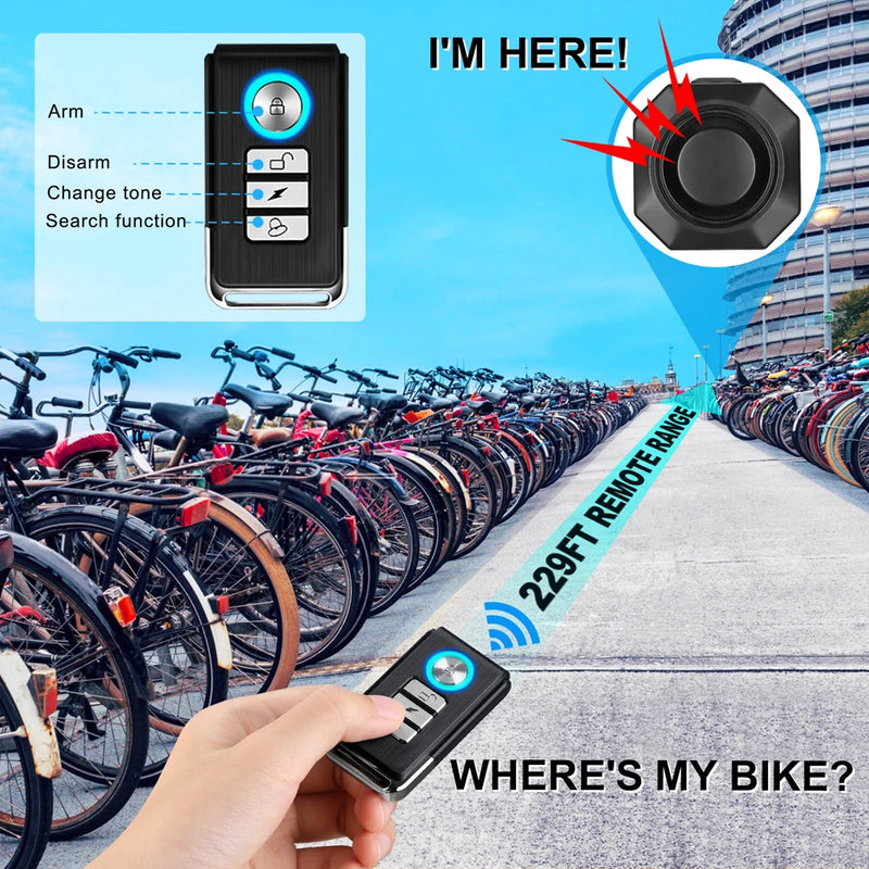 Rockbye Bicycle Alarm Wireless USB Charging Bike Vibration Alarm IPX5 Waterproof Motorcycle Scooter Burglar System