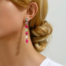 Elegant Cute Teardrop Fashion Shiny Rhinestone Wedding Party Pendant Jewelry Luxury Design Charm Dangle Earrings For Women Gift