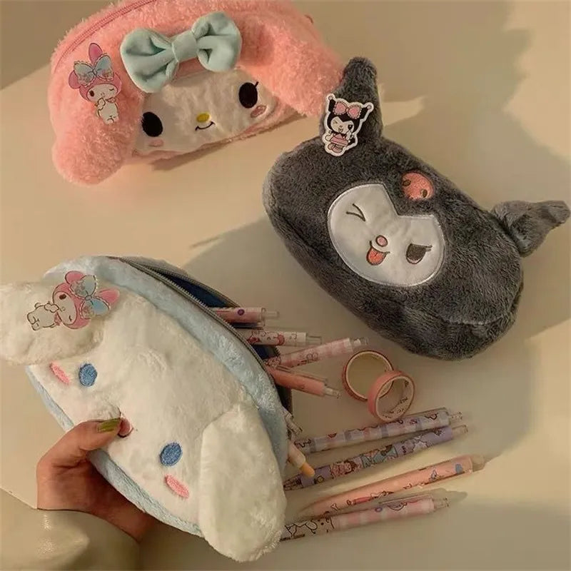 Sanrio Cinnamoroll Plush Pencil Case Melody Kuromi Kirby Stuffed Plush Pencil Case Students Makeup Bags Kawaii Girls Gifts 2023