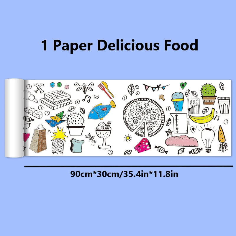 90cm Animal Canvas Children's Drawing Roll DIY Coloring Paper Roll Color Filling Graffiti Paper-cut Painting Educational School