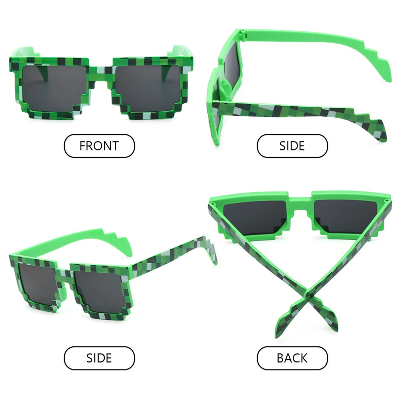 New Fashion Sunglasses Retro Gamer Robot Sunglasses Pixel Mosaic Sunglasses Birthday Party Cosplay Favors for Kids and Adults