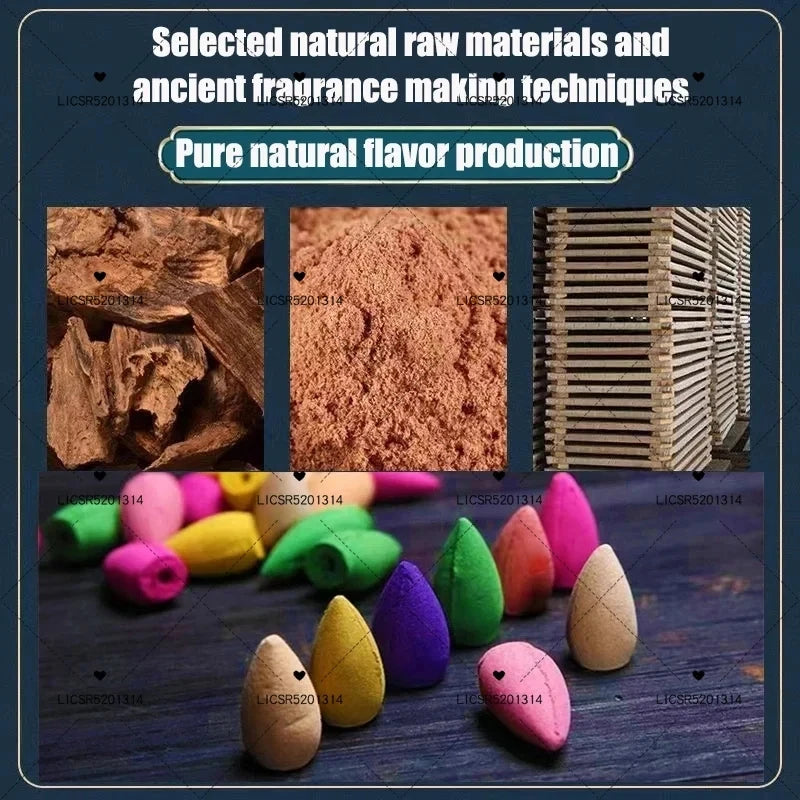 Backflow Incense Cones Pack of 30/60/100 Pcs Favors Cone Incense Forest Indian Lemon Lavender Natural Incense for Burner