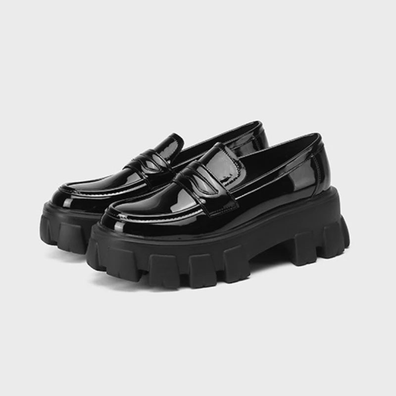 Brand-name shoes, women's leather shoes, casual shoes, 2025 new autumn and winter shoes, thick-soled loafers