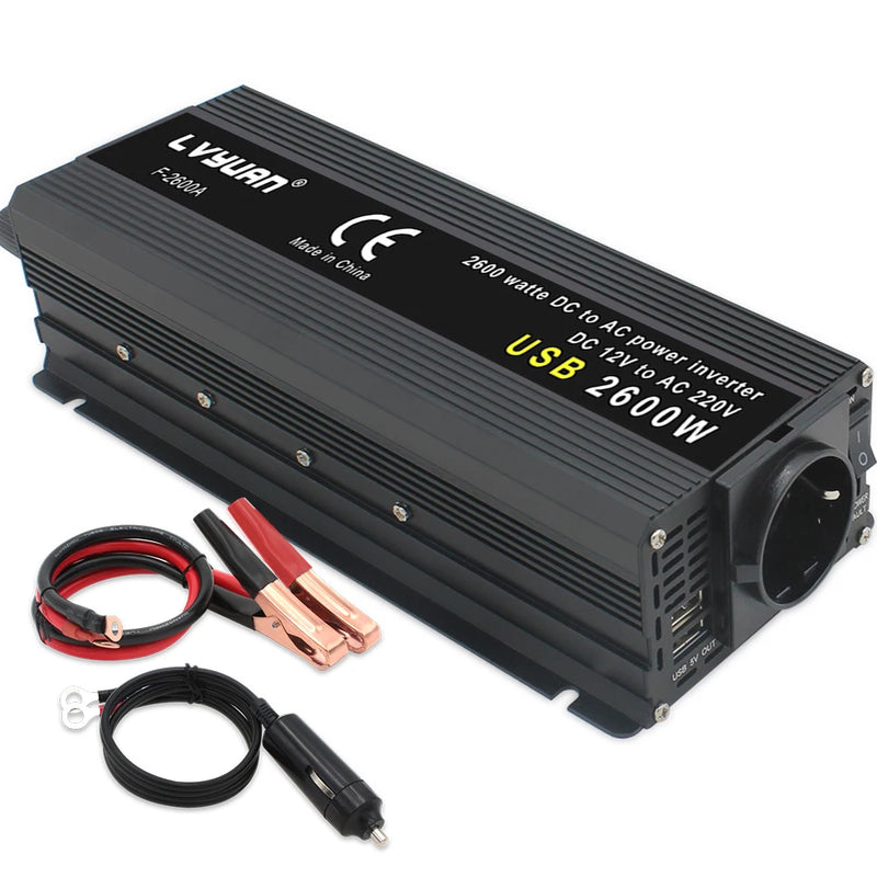 Car Inverter 12V 220V Power 500W/1500W/2000W/2600W/3000W Converter EU Socket 12 Volts auto Inversor12v 220 v Transformer Solar