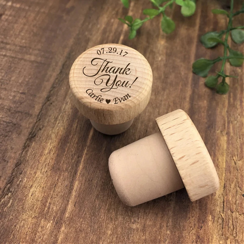 Customized  Wine Stopper  Wooden Wedding Party Favor Decor Personalized Bottle Cork Toppers  Name Design  Gift For Guest