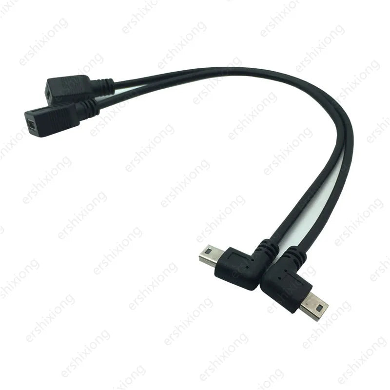 Mini USB Cable 5Pin Male Plug To Female Jack Extension Data Adapter Lead Cable Right Angle 90 Degree Cord 25cm