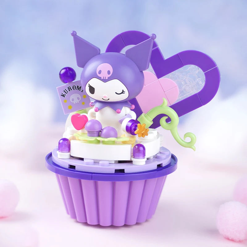 New Keeppley Sanrio Building Block Kuromi Gemini Hellokitty Cartoon Ice Cream Cake Decoration Model Children's Toy Birthday Gift