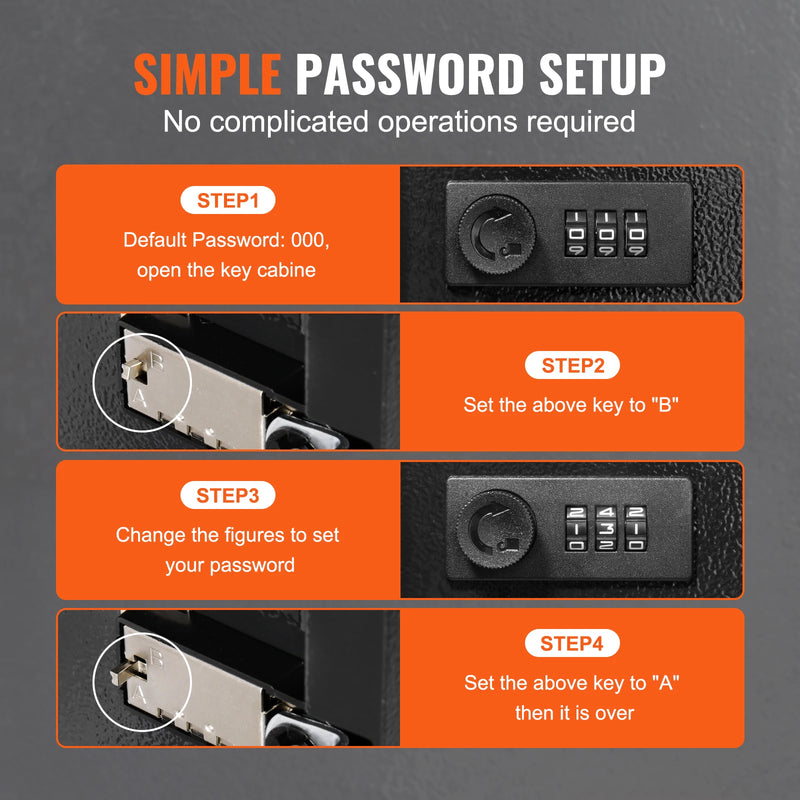 VEVOR 48-Key Cabinet Key Lock Box with Adjustable Racks Security Key Storage Box Key Organizer for School Office Hotle